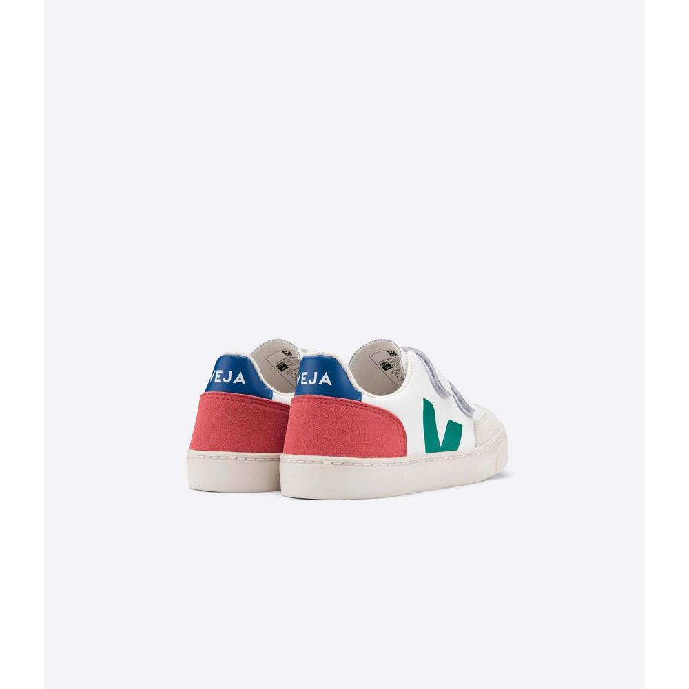 Veja V-12 LEATHER Joggesko Barn White/Red | NO 883FDN